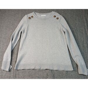 Pink Clover Sweater Womens XL Gray Button Shoulder Long Sleeve Knit Top